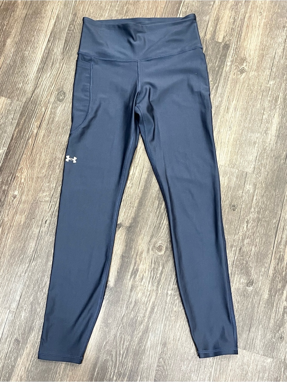 Under Armour Women’s Compression Leggings Navy Blue High Rise Pocket Size Small - Picture 3 of 7